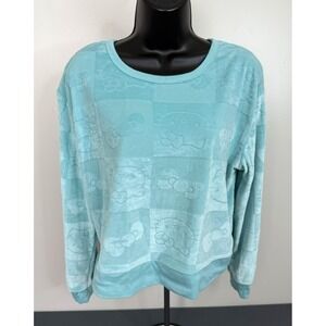 Sanrio Women's Hello Kitty Crew Neck Long Sleeve Pajama Top Blue Size Medium